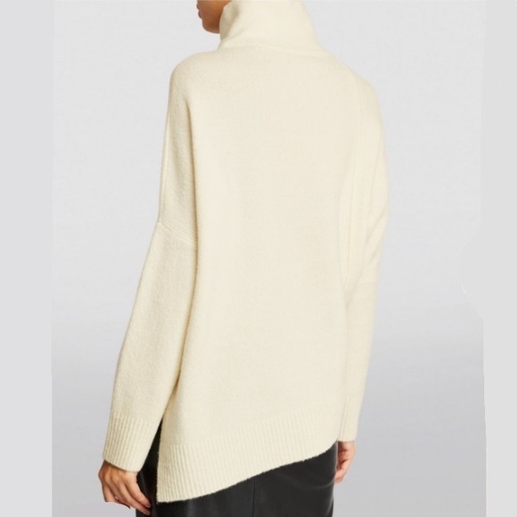 Allsaints FLAW Wool Blend Cream White Lock Roll Neck Asymmetric Sweater - Picture 6 of 12